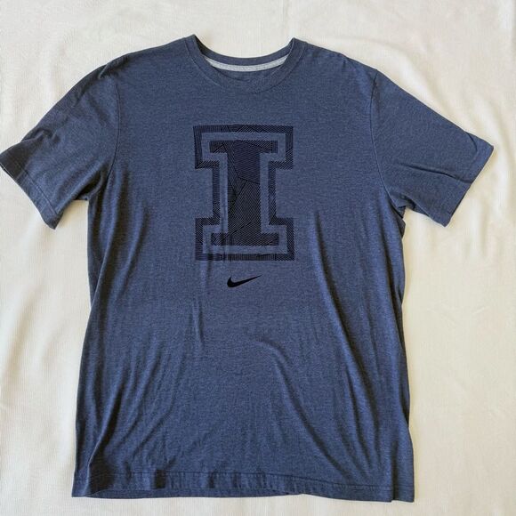 Nike Mens Tshirt Shortsleeve I Logo Illini Tagless Streatchy Blue XL - Picture 1 of 2
